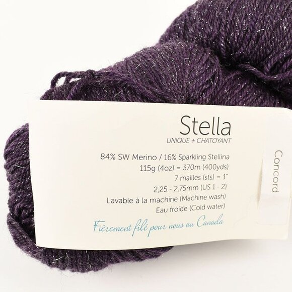Julie Asselin Stella Yarn Merino Wool Stellina Yarn Sparkling Concord Purple - Picture 4 of 4